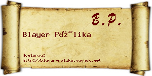 Blayer Pólika névjegykártya